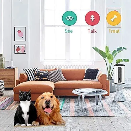 WOpet Smart Pet Camera:Dog Treat Dispenser, Full HD WiFi Pet Camera with Night Vision for Pet Viewing,Two Way Audio Communication Designed for Dogs and Cats,Monitor Your Pet Remotely